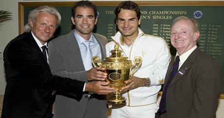 Zleva: Borg, Sampras, Federer, Laver.