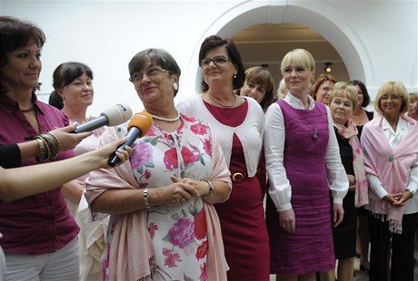 Poslankyně se oblékly do růžové barvy, podpořily tak boj proti rakovině prsu 