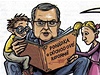 Karikatura Miroslava Kalouska parodující dchodové reformy