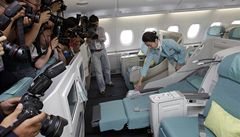 Airbus spole�nosti Korean Air A380 s celým horním patrem v bussiness t�íd�.