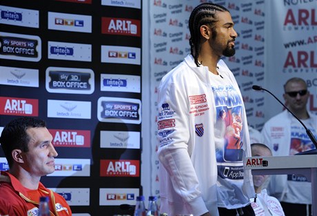 David Haye (vpravo) a Vladimir Kliko