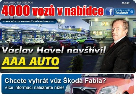 Exprezident Havel vystupuje v reklamě na autobazar.