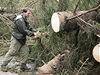 Pracovník Národního parku umava Petr Kahuda obhlíí na cest mezi umavskými obcemi Srní a Práily následky verejí bouky