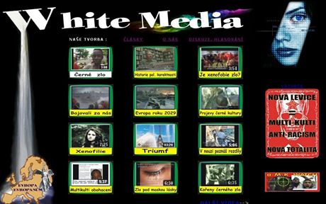 Stránka webu xenofobních extremist White media