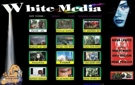 Stránka webu xenofobních extremistů White media