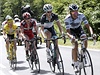 Zleva: Thomas Voeckler,Cadel Evans, Andy Schleck, Alberto Contador