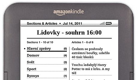 Lidovky.cz na pístroji Kindle