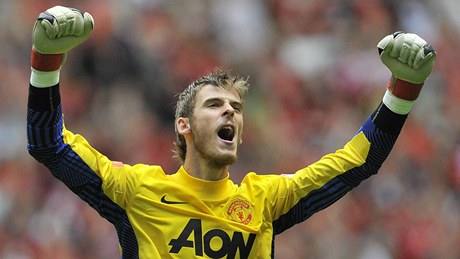 astný David de Gea.