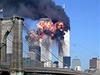 The burning World Trade Center towers.  A few minutes earlier, the plane crashed...
