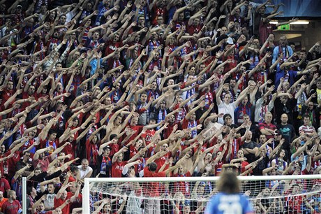 Fanoušci fotbalistů Viktorie Plzeň při zápase Ligy mistrů s běloruským BATE Borisov
