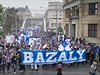 Píznivci Baníku Ostrava se vydali ped zápasem se Spartou Praha na protestní pochod za záchranu vrcholového fotbalu na Bazalech.