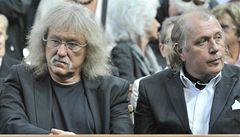 Kytarista Lubomír Brabec (vlevo) a výtvarník Kristian Kodet.