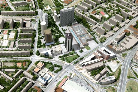 Metro D - vizualizace leteckého pohledu na stanici Pankrác
