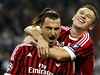 AC Milán - Plze, Zlatan Ibrahimovic slaví gól s Antoniem Cassanem