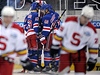 Sparta - New York Rangers, hrái Rangers se radují z druhého gólu.