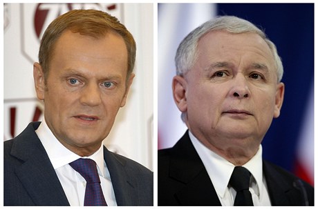 Lídr Obanské platformy (PO) premiér Donald Tusk (vlevo) a éf nejsilnjí opoziní strany Právo a spravedlnost (PiS) Jaroslaw Kaczyski (vpravo)