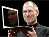 Steve Jobs vychvaluje laptop MacBook Air (15. ledna 2008). 