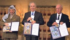 V roce 1994 dostali Nobelovu cenu za mír izraelský premiér Jicchak Rabin, izraelský ministr zahranií imon Peres a vdce Organizace pro osvobození Palestiny (OOP) Jásir Arafat 