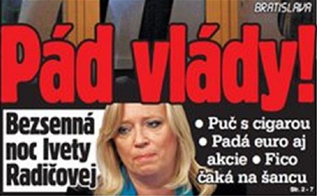 Z titulní stránky slovenského deníku Nový as.