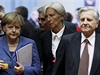 Nmecká kancléka Angela Merkelová, Christine Lagardeová a prezident Evropské centrální banky Jean-Claude Trichet 