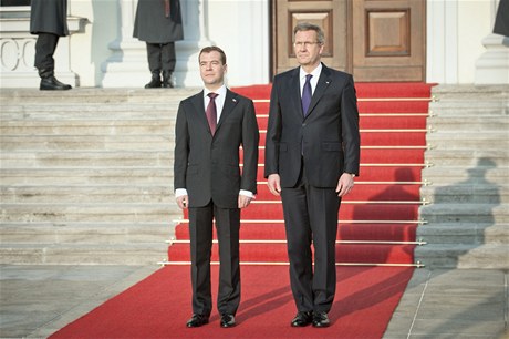 Dmitrij Medvedv s nmeckým prezidentem Christianem Wulffem