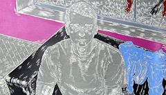 Kluk na gaui, 2010, linoryt kombinovaný s akrylem, 150 x 150 cm
