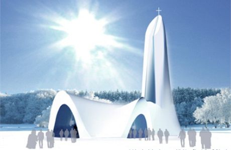 Návrh snhového kostela v Mitterfirmiansreutu