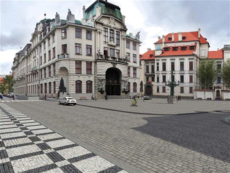 Návrh úpravy Mariánského náměstí podle představy architektů Matina Stránského a Petra Malinského (2009). 