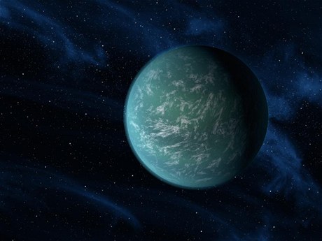 Vizualizace nov objevené planety Kepler-22b 