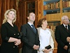eský prezident Václav Klaus s manelkou spolen s ruským prezidentem Dmitrijem Medvedvem a jeho manelkou Svtlanou si prohlédli knihovnu Strahovského klátera. 