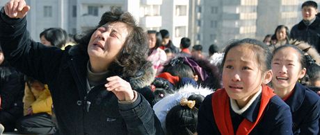 Zoufal Korejci truchl v ulicch Pchongjangu.