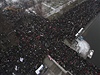 Protestující Moskva na leteckém snímku. 