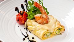 Pórkovo-krevetové cannelloni.