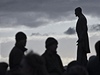 Socha Tomáše Garrigua Masaryka symbolicky dohlíží na průběh ceremoniálu