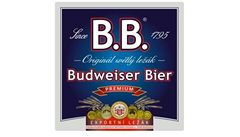 Etiketa pivní láhve m욝anského pivovaru Budweiser.