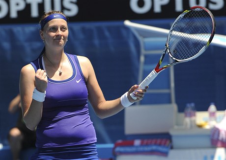 Česká tenistka Petra Kvitová po vítězství nad Italkou Sarou Erraniovou ve čvrtfinále Australian Open. 