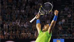 panlský tenista Rafael Nadal slaví vítzství ve tvrtfinále Australian Open nad Tomáem Berdychem
