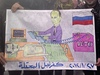 Syrtí demonstranti s plakátem reagujícím na jednání v Rad bezpenosti OSN, kde Rusko hrozí vetováním pípadných rezolucí smujících proti reimu Baara Asada. 
