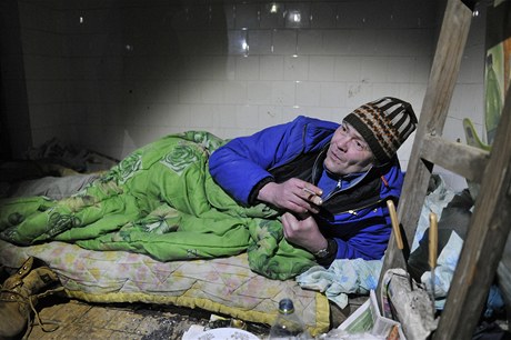 Jeden z plze�ských bezdomovc�, který odmítl p�espat v azylovém dom�.