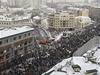 Demonstranti v Moskv protestují proti reimu Vladimira Putina.