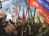 Opoziní aktivisté demonstrují v centru Vladivostoku za spravedlivé volby.