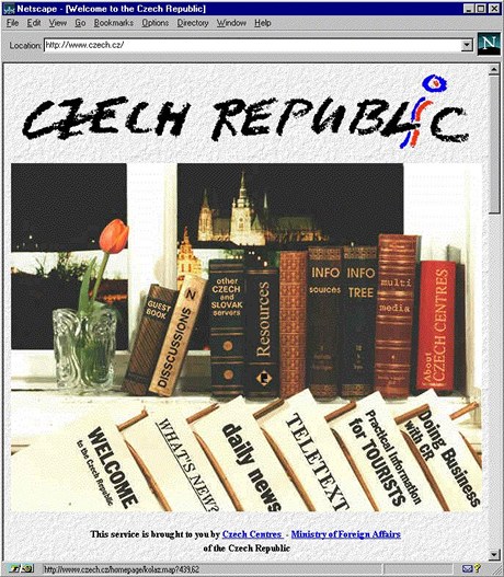 Webová prezentace eské republiky z dílny ministerstva zahranií z roku 1996