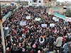 Demonstrující v Sýrii. 