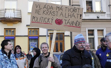 Protest proti vlád v Hradci Králové.