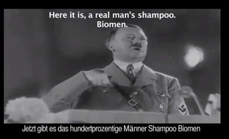 Hitler v reklam doporuuje ampon, idé jsou znechuceni 