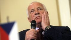 Prezident Václav Klaus pi svém projevu na ofínském fóru. 