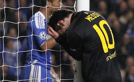 Chelsea - Barcelona (zklamaný Lionel Messi)