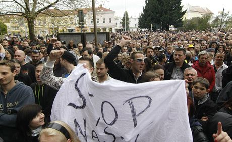 Demonstranti v Beclavi.