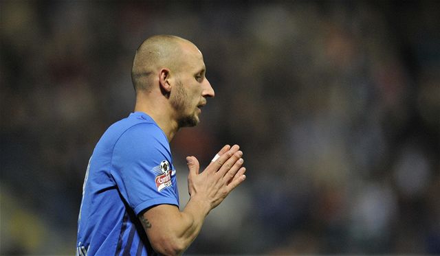 Slovan Liberec - Viktoria ikov. Michal Breznaník z Liberce po zmaené anc