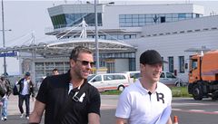 Zleva úto�níci Petr Nedv�d (Liberec) a Ale� Hemský (Edmonton/NHL)